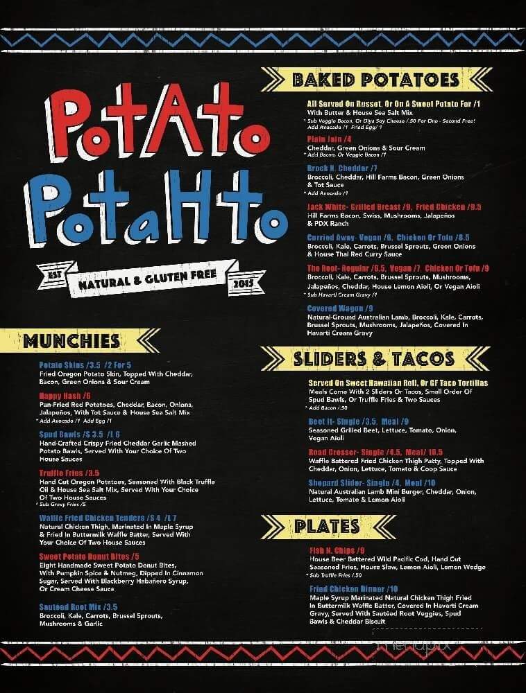 Potato Potahto - Portland, OR menu_pic
