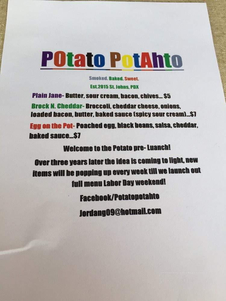 Potato Potahto - Portland, OR menu_pic