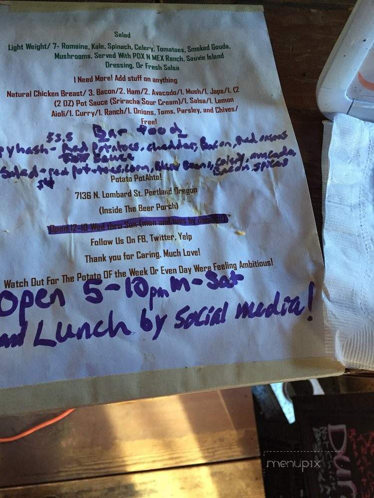 Potato Potahto - Portland, OR menu_pic