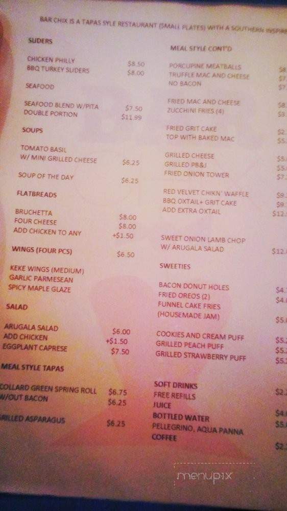 Bar Chix - Duluth, GA menu_pic