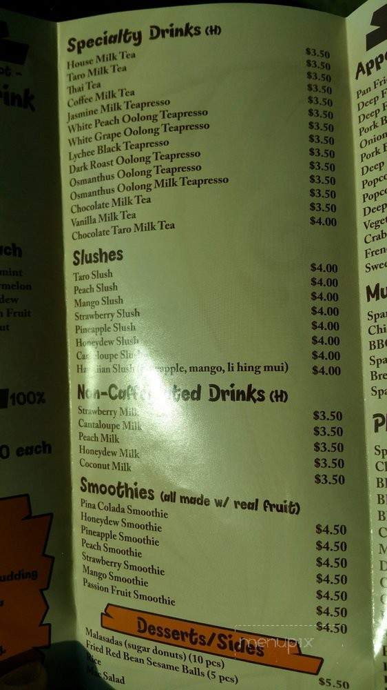Boba Hut - Las Vegas, NV menu_pic