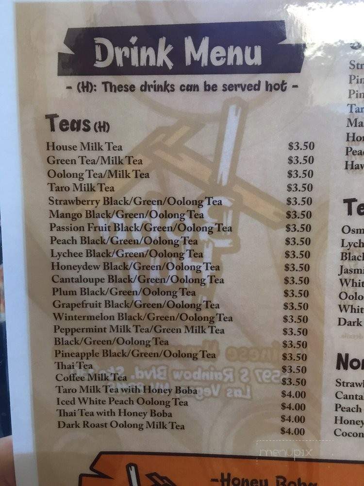 Boba Hut - Las Vegas, NV menu_pic
