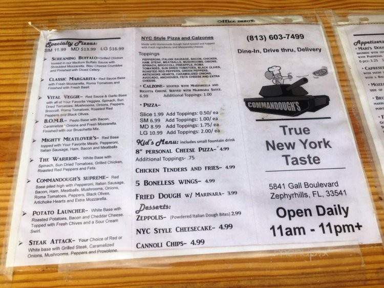 Commandoughs - Zephyrhills, FL menu_pic