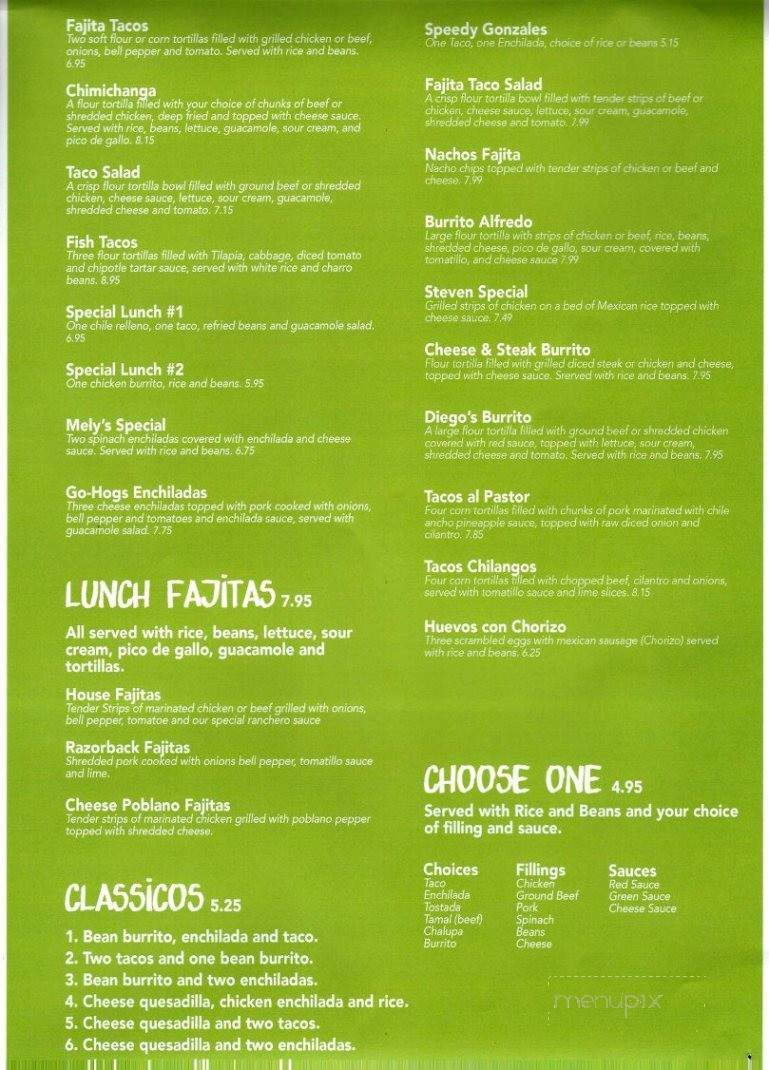 Diego's Mexican Grill - Pea Ridge, AR menu_pic