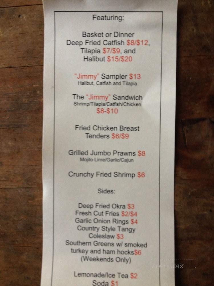 Grandpa Jimmy's Southern Fried Fish - Portland, OR menu_pic