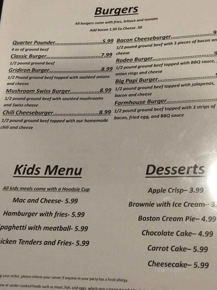 Gridiron Sports Bar - Swansea, MA menu_pic