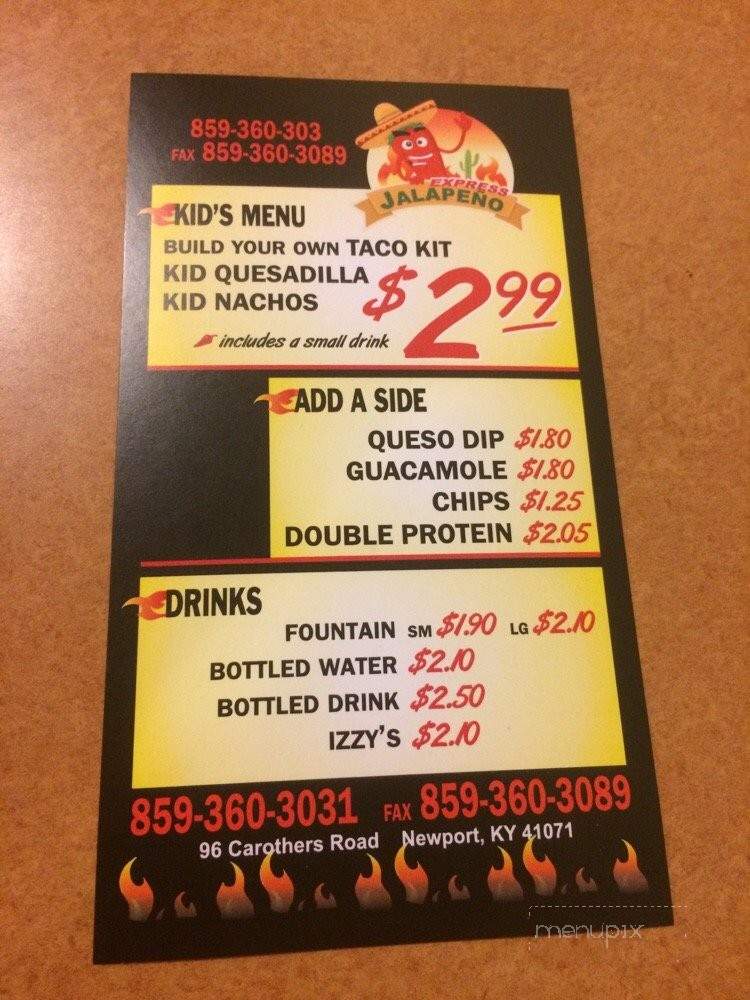 Jalapeno Express - Newport, KY menu_pic