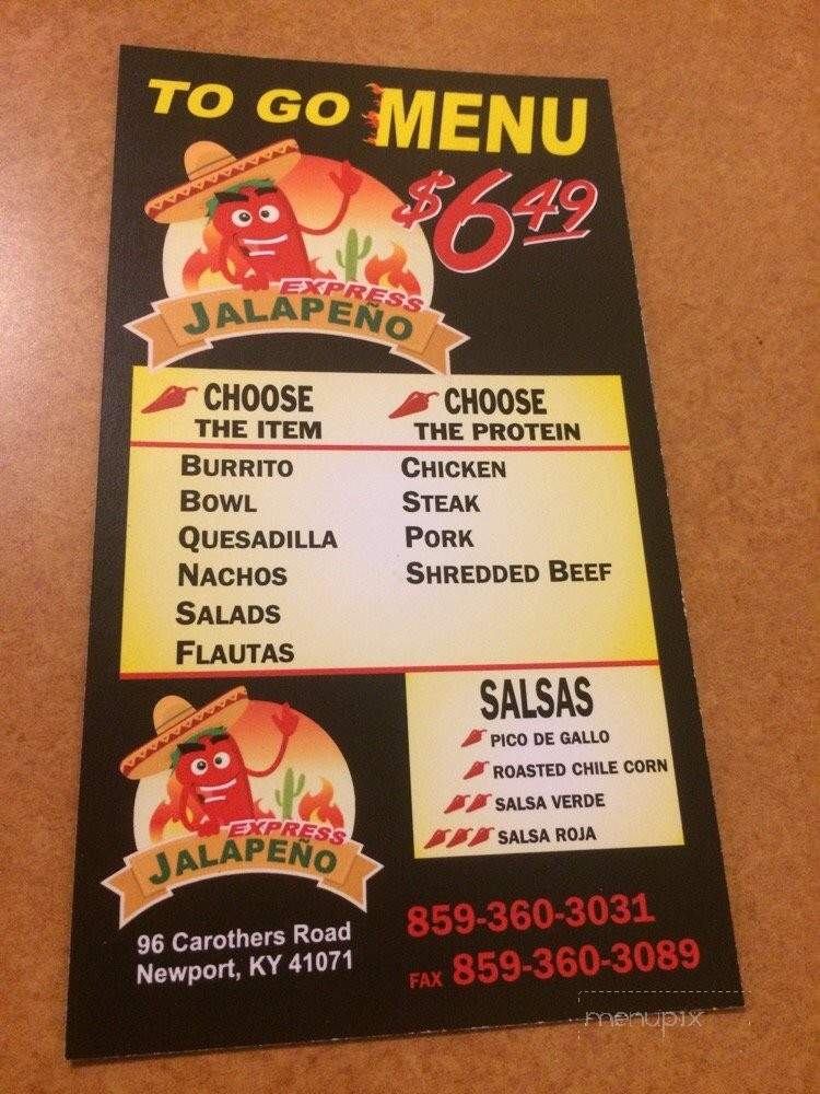 Jalapeno Express - Newport, KY menu_pic
