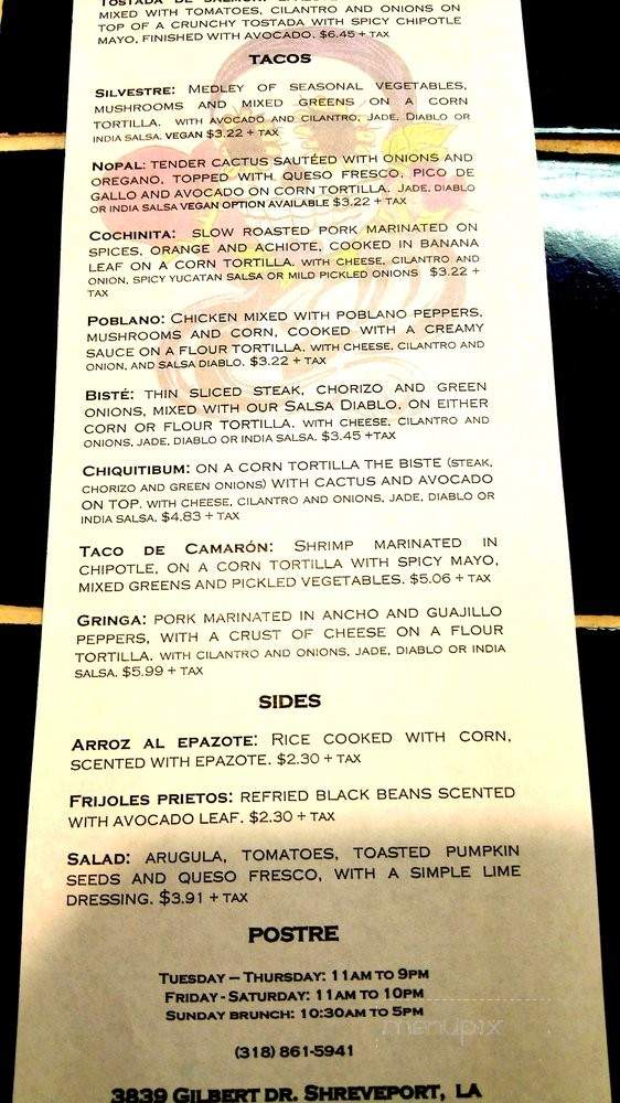Ki' Mexico - Shreveport, LA menu_pic