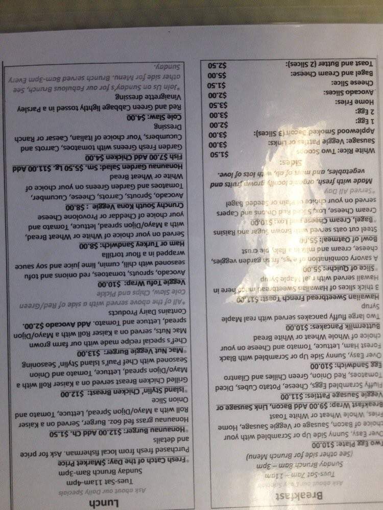 Kona Coffeehouse and Cafe - H?naunau, HI menu_pic