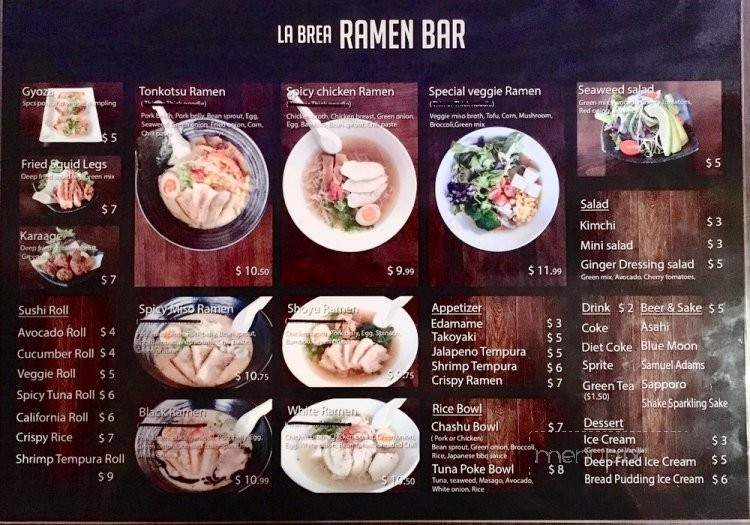 La Brea Ramen Bar - Los Angeles, CA menu_pic