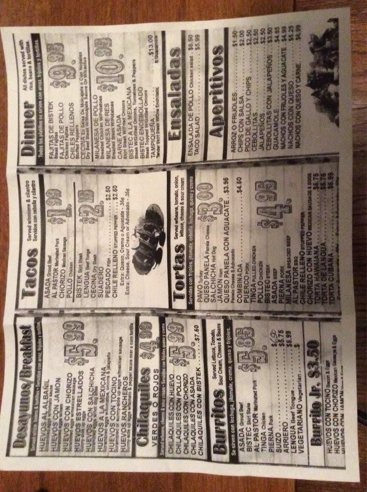 La Cabana Restaurant & Taqueria - Chicago, IL menu_pic
