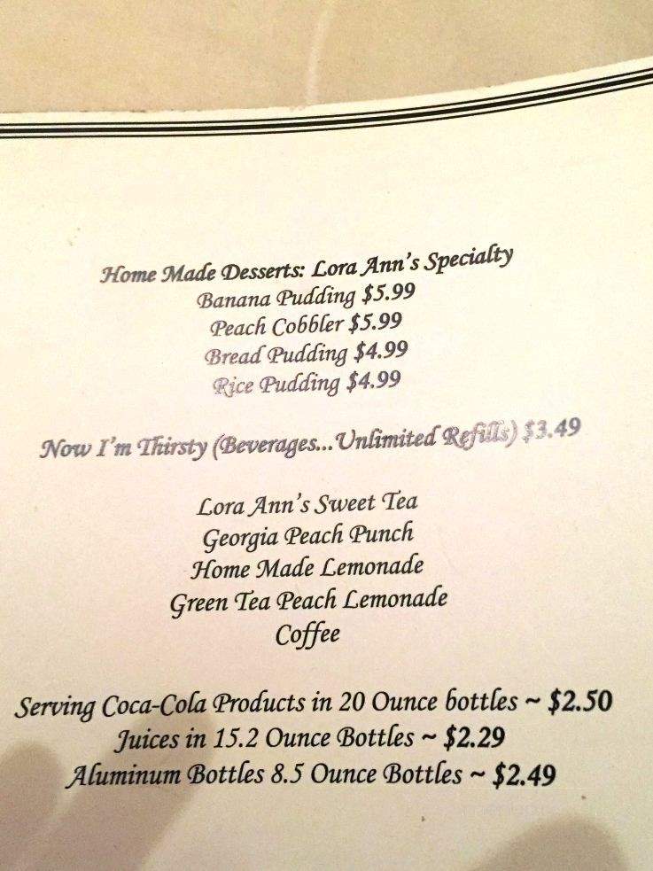 Lora Ann's Kitchen - Jonesboro, GA menu_pic