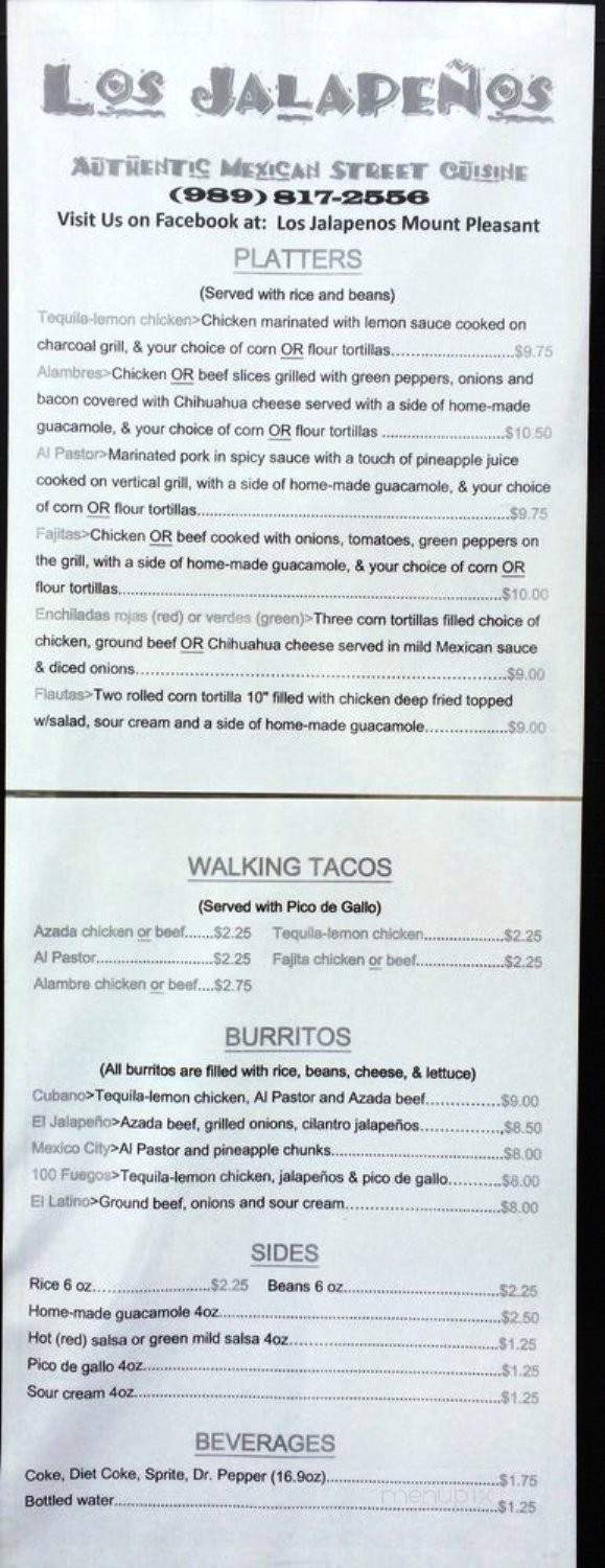 Los Jalapenos - Mount Pleasant, MI menu_pic