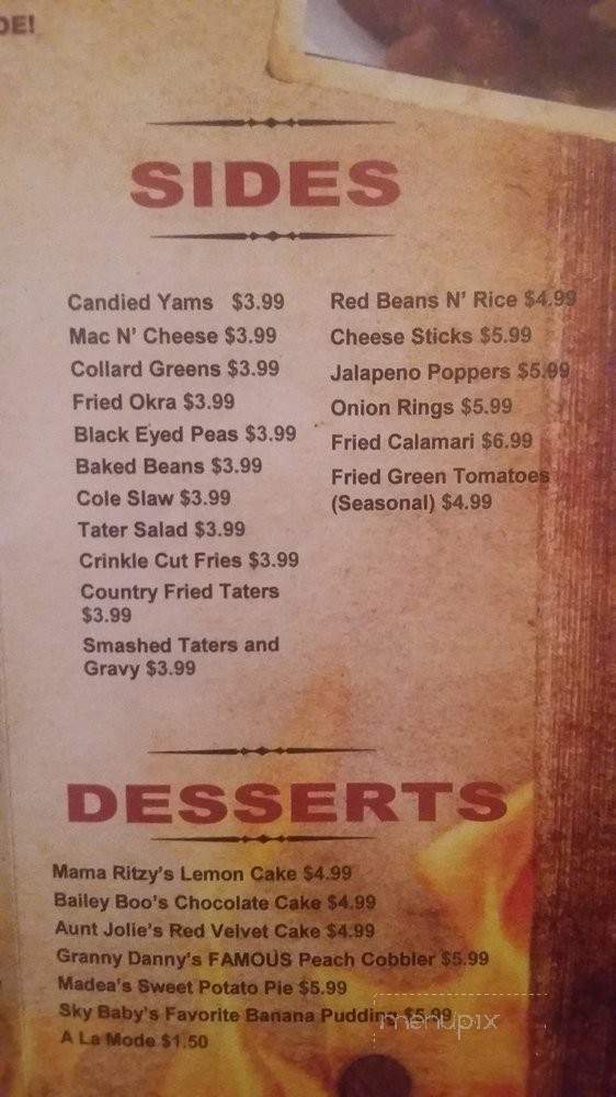 Memphis Southern Kitchen - Roseville, CA menu_pic