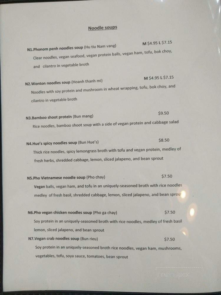 Nha Hang Chay Vegetarian Restaurant - Falls Church, VA menu_pic