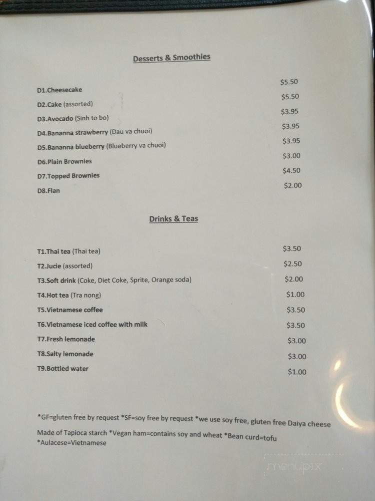 Nha Hang Chay Vegetarian Restaurant - Falls Church, VA menu_pic