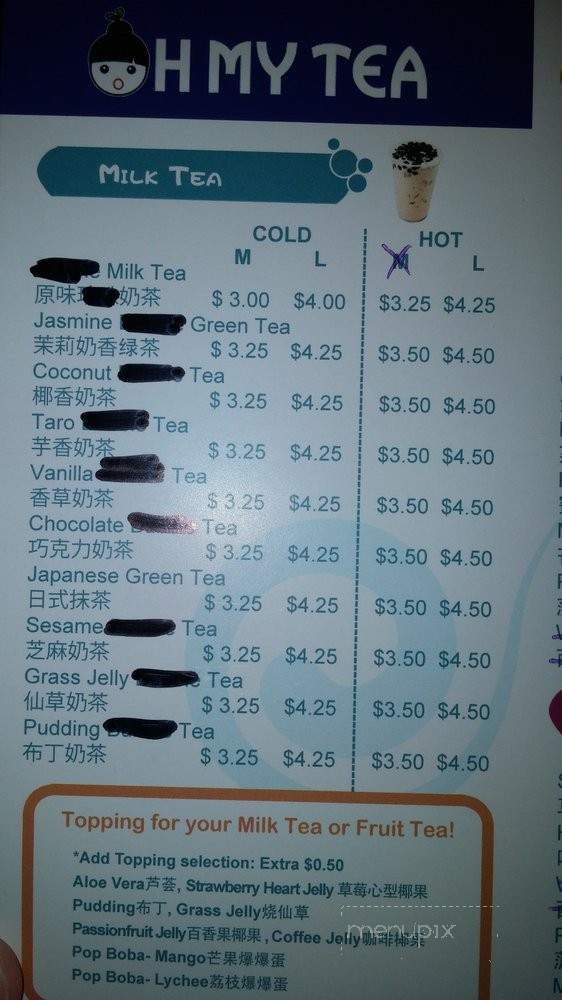 OH MY TEA - Quincy, MA menu_pic