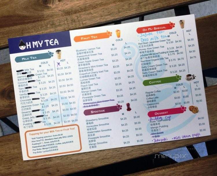 OH MY TEA - Quincy, MA menu_pic