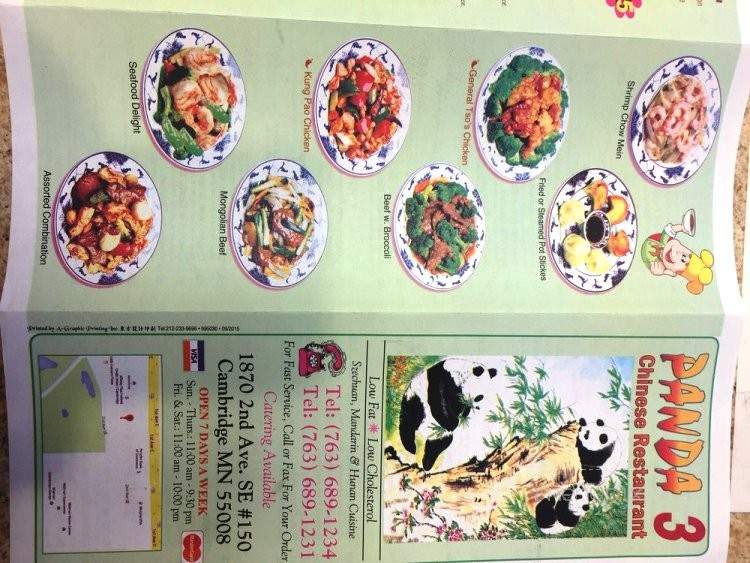 Panda 3 - Cambridge, MN menu_pic