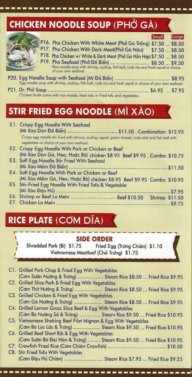Pho'tastic Vietnamese Cuisine & Bar - Lafayette, LA menu_pic