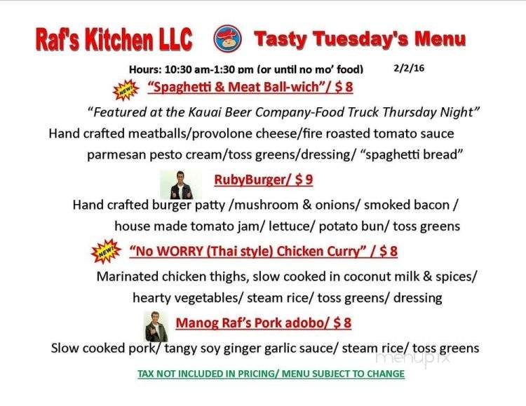 Raf's Kitchen - L?hue, HI menu_pic