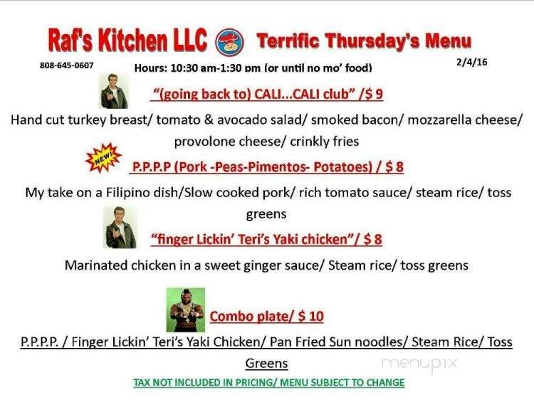 Raf's Kitchen - L?hue, HI menu_pic