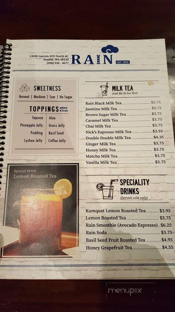 Rain Cafe - Seattle, WA menu_pic