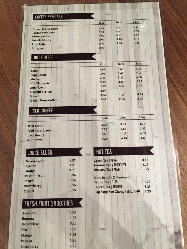 Rain Cafe - Seattle, WA menu_pic