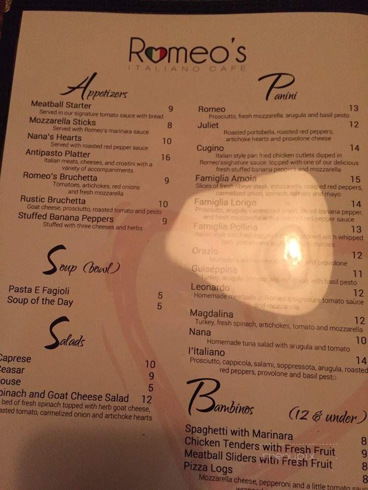 Romeo's Cafe - Saint Augustine, FL menu_pic