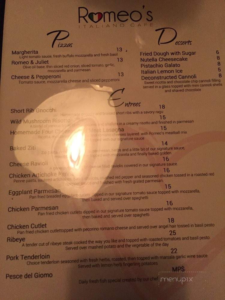 Romeo's Cafe - Saint Augustine, FL menu_pic