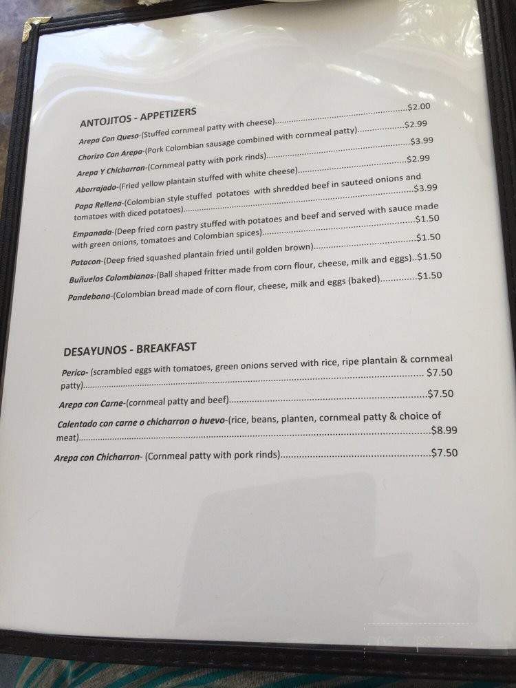 Sabores Colombianos - San Diego, CA menu_pic