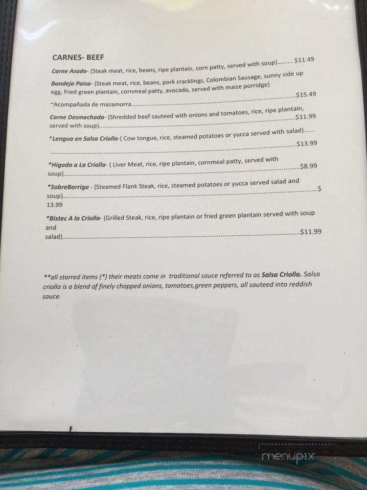 Sabores Colombianos - San Diego, CA menu_pic