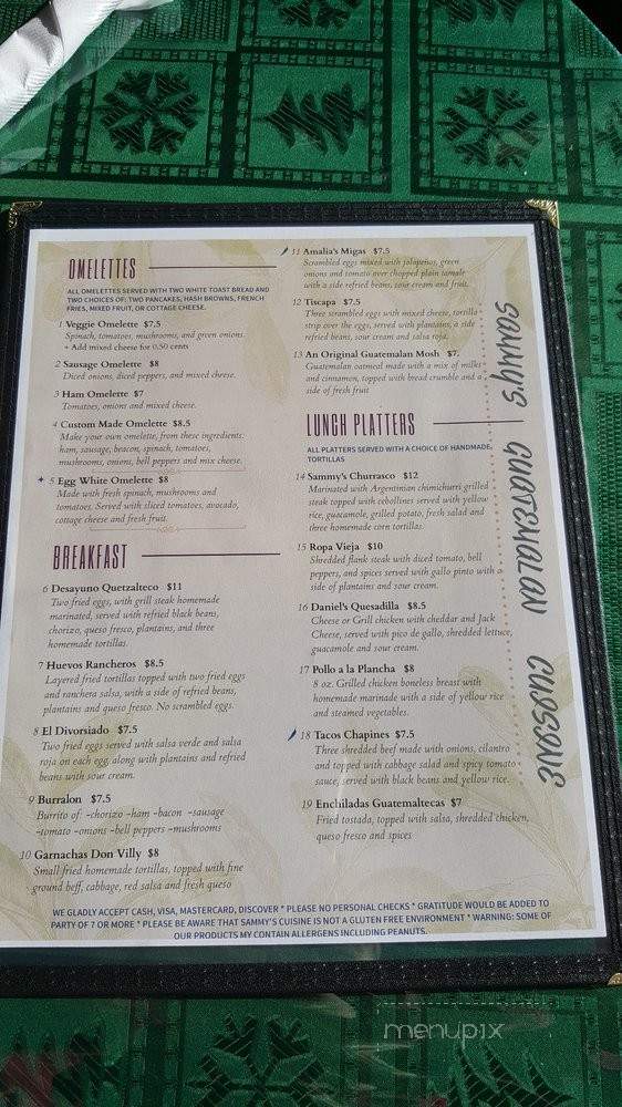 Sammy's Cuisine - Warr Acres, OK menu_pic