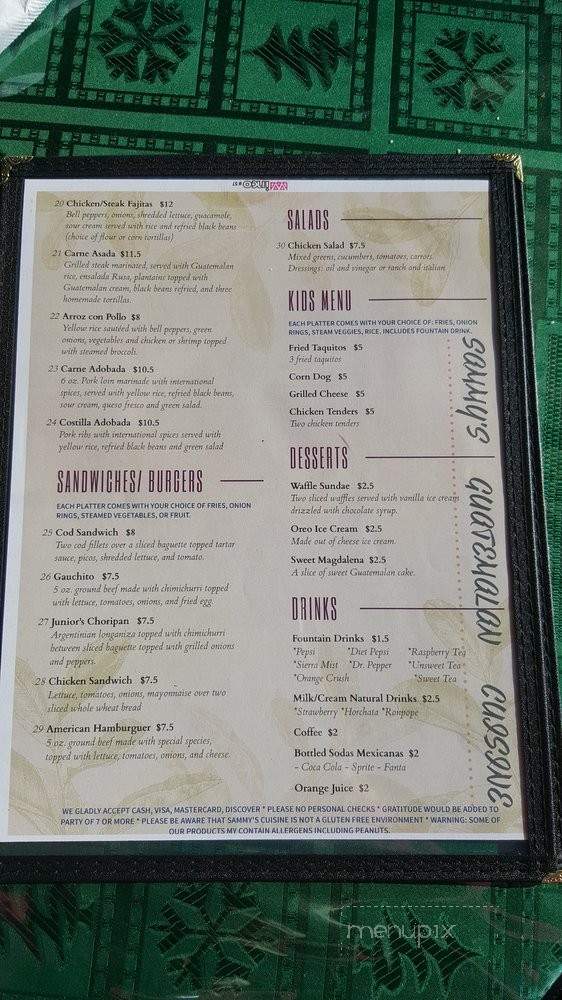 Sammy's Cuisine - Warr Acres, OK menu_pic
