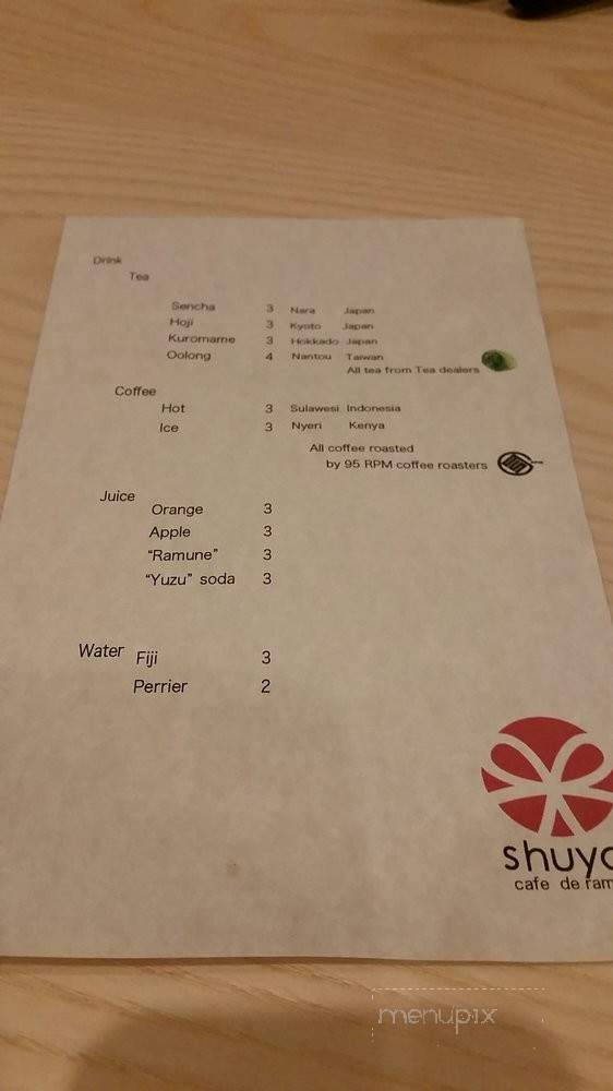 Shuya Cafe De Ramen - Astoria, NY menu_pic