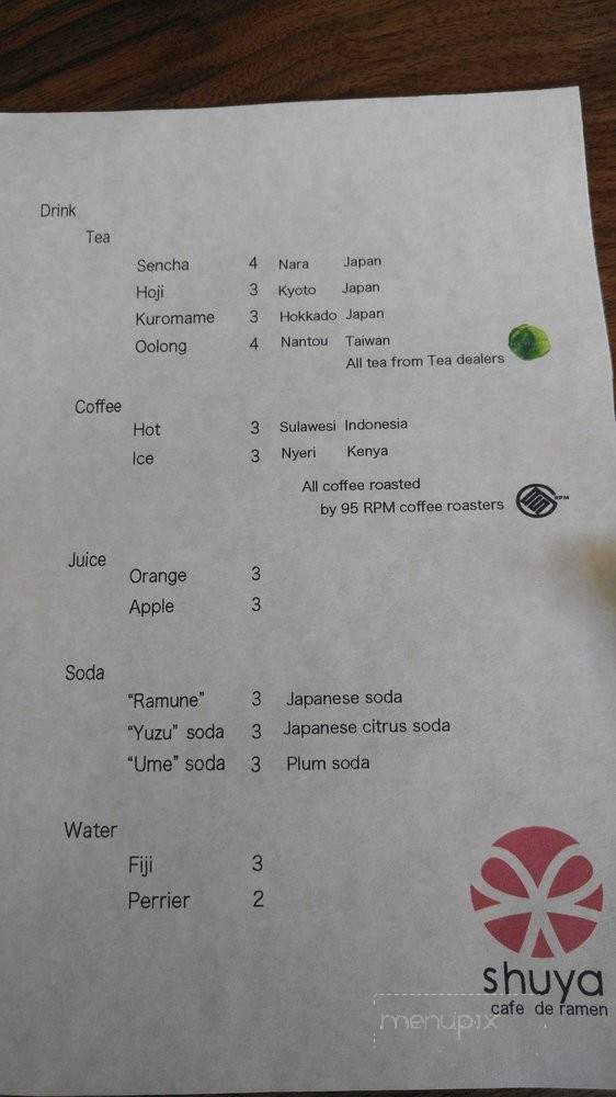 Shuya Cafe De Ramen - Astoria, NY menu_pic