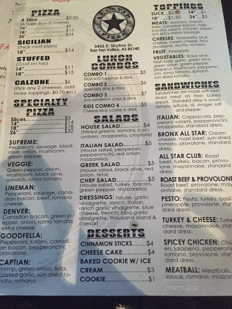 Skyline Pizza - San Tan Valley, AZ menu_pic