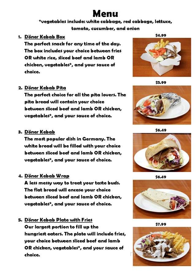 Son's Dpner Kebab - Statesboro, GA menu_pic