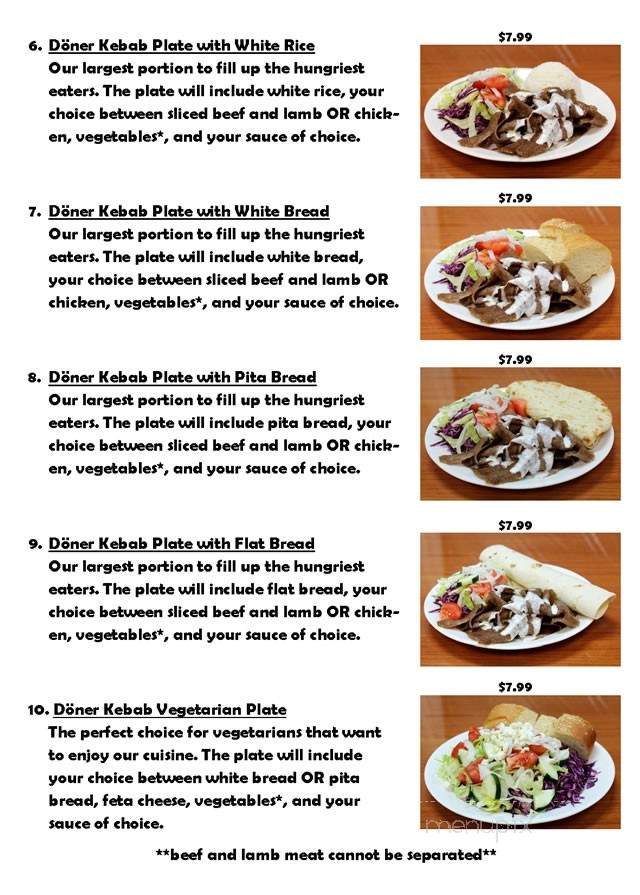 Son's Dpner Kebab - Statesboro, GA menu_pic