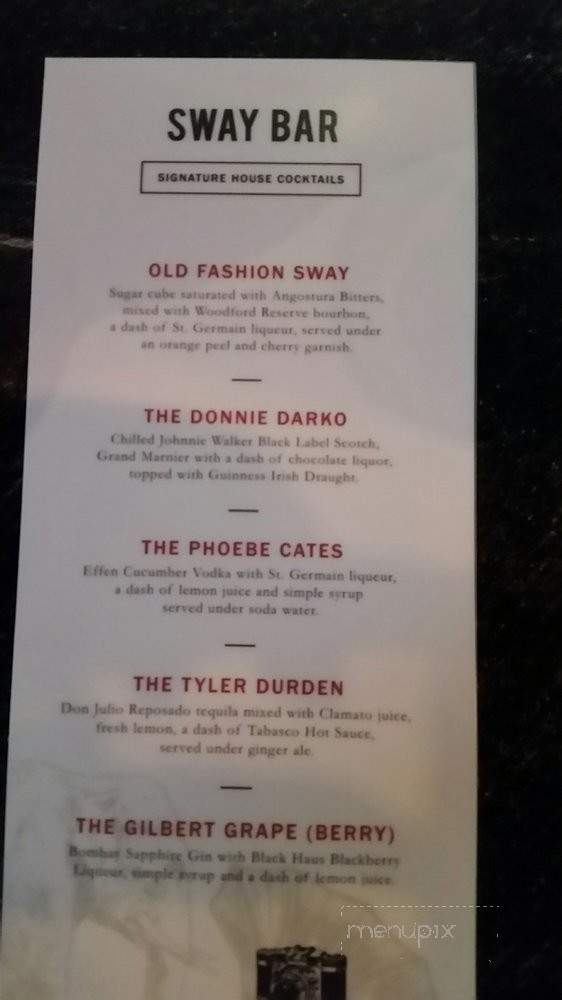 Sway Bar - Schiller Park, IL menu_pic