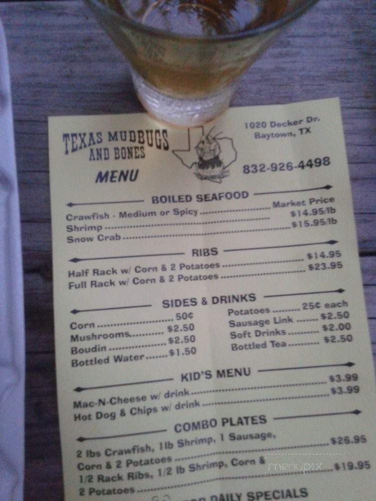 /26237698/Texas-Mudbugs-and-Bones-Menu-Baytown-TX - Baytown, TX