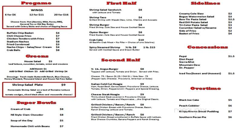 TimeOut Tavern - Newport, NC menu_pic