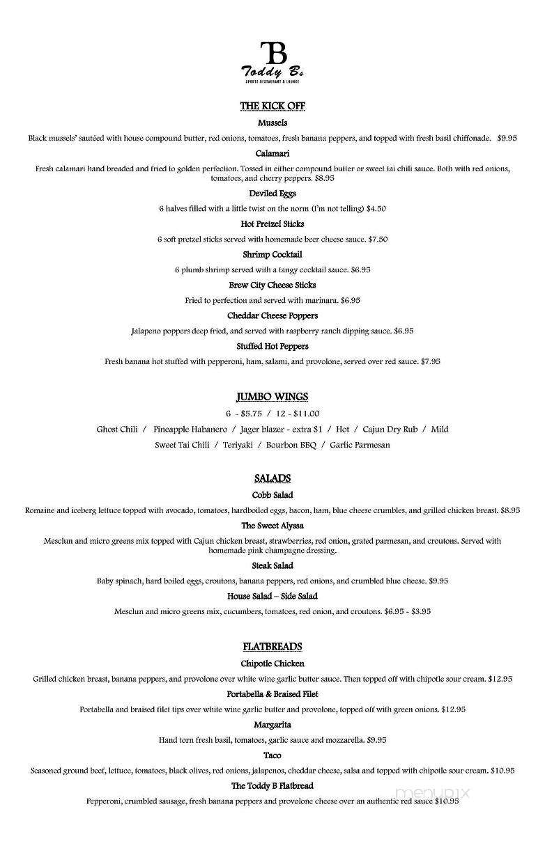 Toddy B's - Canton, OH menu_pic