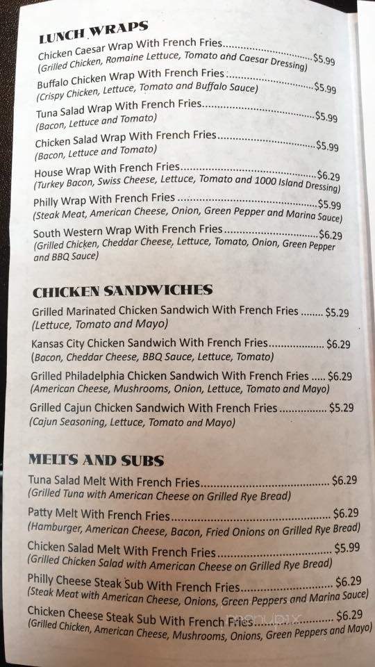 West York Sandwich House - York, PA menu_pic