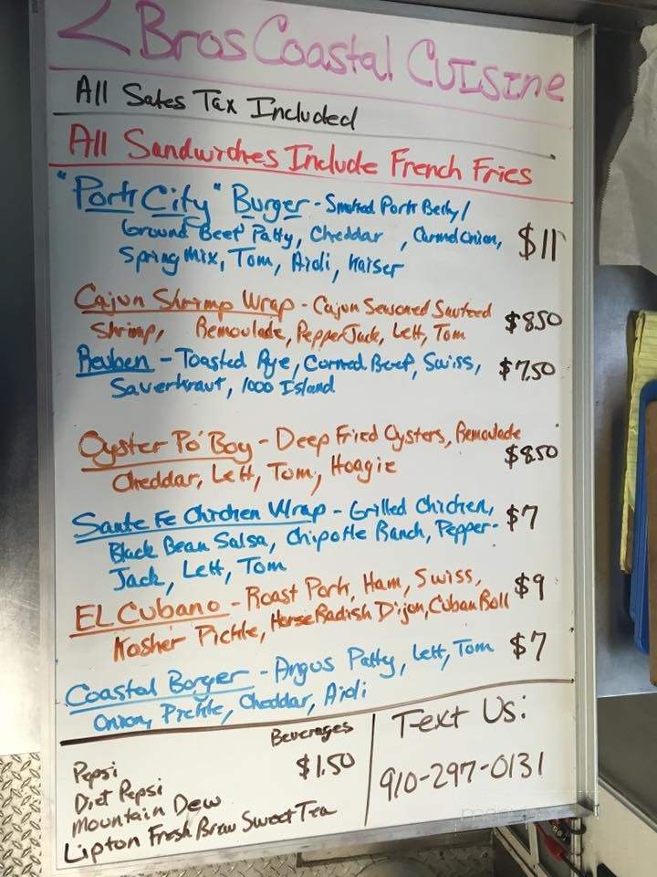 2 Bros Coastal Cuisine - Leland, NC menu_pic