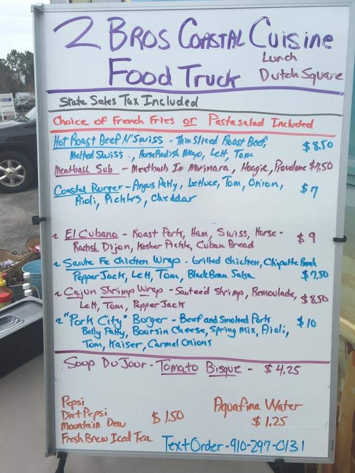 2 Bros Coastal Cuisine - Leland, NC menu_pic