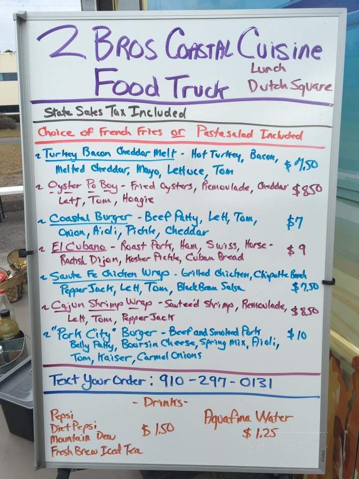 2 Bros Coastal Cuisine - Leland, NC menu_pic