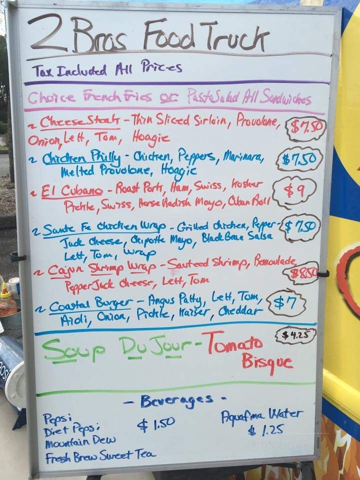 2 Bros Coastal Cuisine - Leland, NC menu_pic