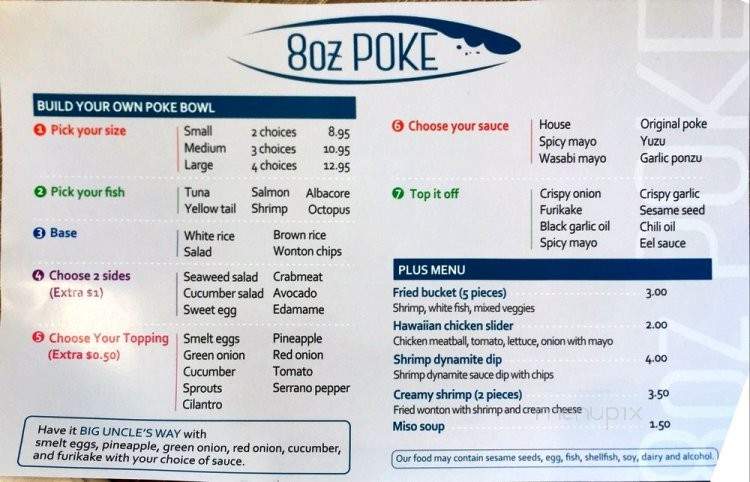 8oz Poke - Los Angeles, CA menu_pic